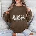 thumbnail image 2 of Jinhomg Womens Oversized Boyfriend Sweatshirt Trendy Letter Print Y2K Tops Casual Comfy Long Sleeve Drop Shoulder Pullover Daily Wear Coffee XL, 2 of 6