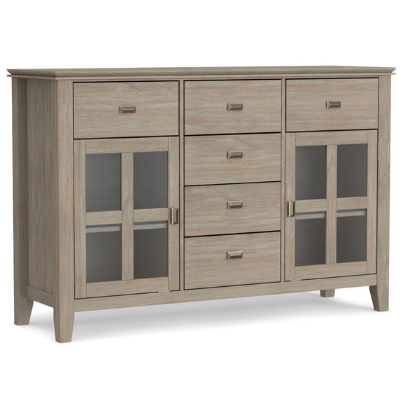 Simpli Home Artisan Solid Wood Sideboard Buffet in Distressed Grey