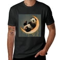 thumbnail image 2 of PIKWEEK Fun pandas playing with the moon, designing shirts, showcasing art, T-shirts, lover gifts, casual and breathable men, women, boys, girls, children Black, 2 of 4