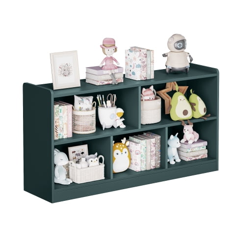 DEGUO Wooden Storage Cabinet, 5-Section Montessori Bookshelf, Kids Toy Storage Organizer Book Shelf for Kids Rooms, Classroom, Playroom, Nursery, Preschool Book Shelves