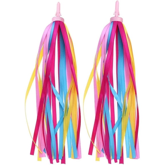 1Pair Rainbow Bike Streamers for Girls Boys, 2pcs 10" Colorful Bicycle Handlebar Grips Tassel Ribbons -