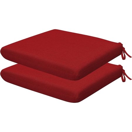 Indoor/Outdoor Textured Solid Scarlet Red Universal Seat Cushion: Recycled Fiberfill  Weather Resistant  Comfortable And Stylish Pack Of 2 Patio Cushions: 18  W X 17.5  D X 2.5  T