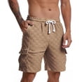 thumbnail image 2 of Men's Jacquard Textured Cargo Shorts 10" Inseam Summer Fashion Short Pants Elastic Waist Drawstring with Pockets 2026 Streetwear, 2 of 8