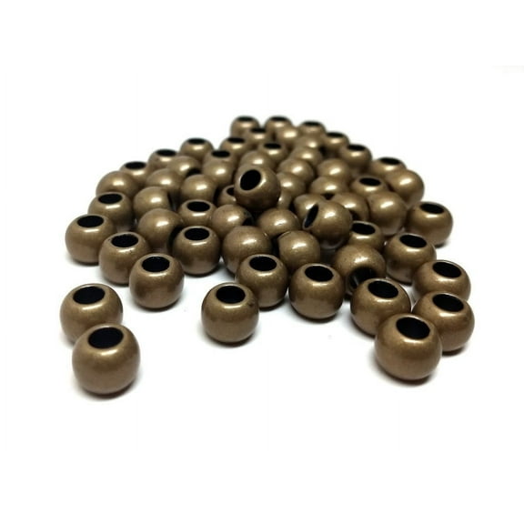 BD622 - 100 pcs Antique Bronze Smooth Ball Spacer Beads - 12mm - Large Hole: 5.7mm - Fits Paracord and European Beads!