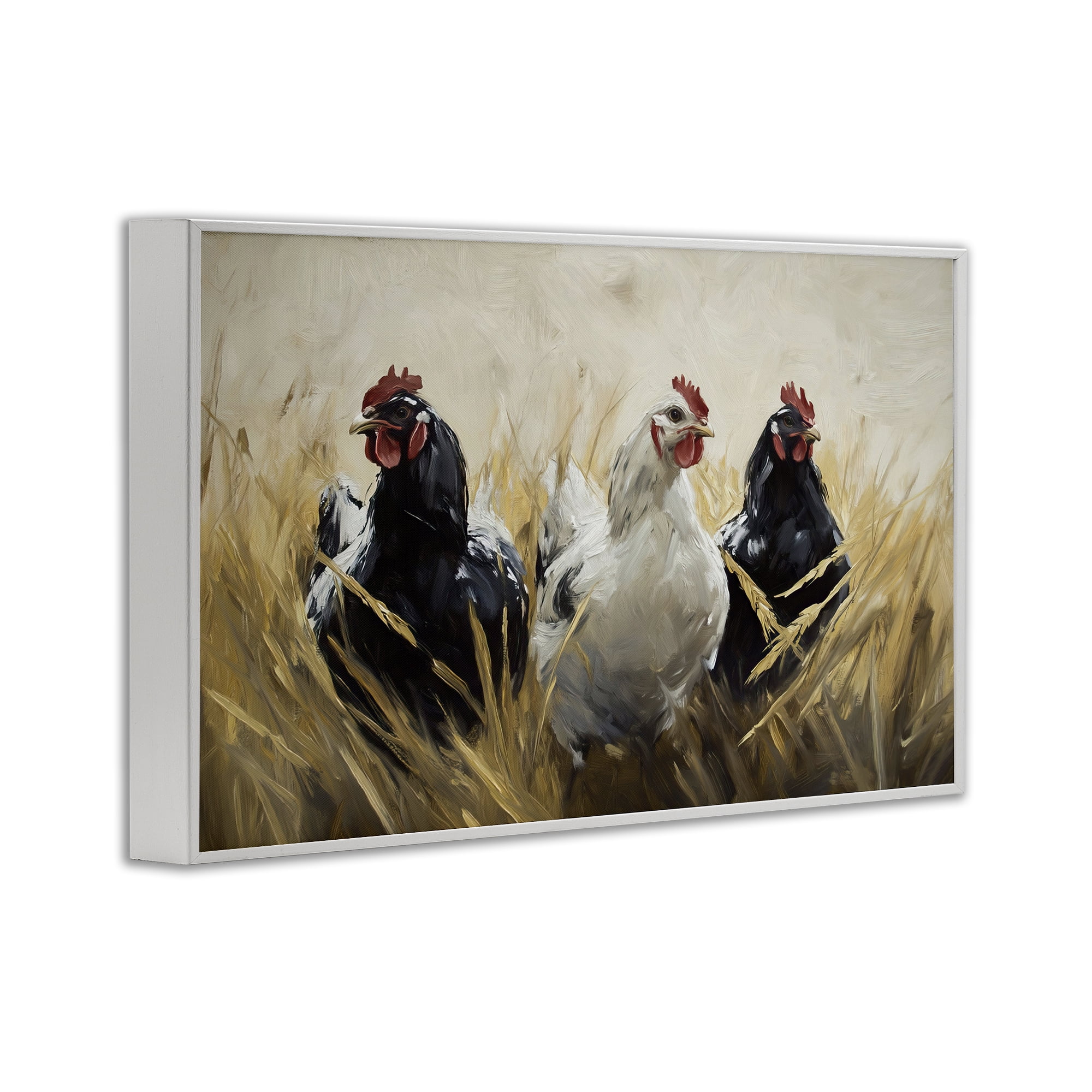 Stupell Industries Chickens In Wheat Field White Framed Giclee Art, design by Tina LeCour