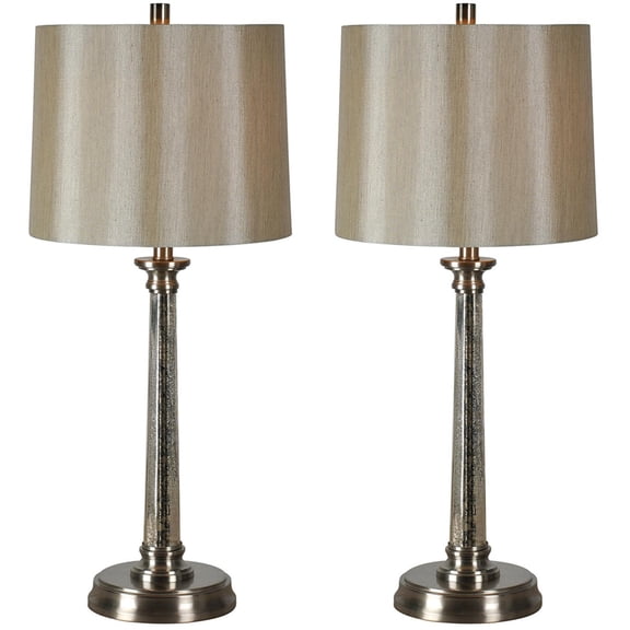 Maklaine Traditional Mercury Glass Table Lamp in Satin Nickel (Set of 2)