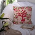 thumbnail image 3 of Carolines Treasures Coral Shabby Chic Pink Roses Fabric Decorative Pillow 14Hx14W multicolor, 3 of 4
