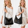 thumbnail image 2 of Entchin Slouchy Hobo Bag for Women, PU Leather Crossbody Shoulder Purse with Adjustable Strap, Soft Vegan Leather Handle Handbag, Casual Everyday Travel Work Bag,Black, 2 of 6