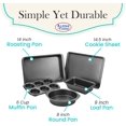 thumbnail image 2 of Alpine Cuisine Baking Set 5-Piece - Nonstick Carbon Steel Bakeware Set - Grey Baking Sets for Kitchen, Includes Loaf Pan, Round Pan, 6 Cup Muffin Pan, Roaster Pan, Cookie Sheet, Dishwasher Safe, 2 of 7