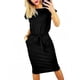 thumbnail image 1 of Vestido PRETTYGARDEN midi negro medio con lazo en la cintura y bolsillos, 1 of 8
