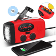 thumbnail image 1 of Svart/Röd Vevradio med Solcell, Ficklampa och 2000mAh Powerbank Nödradio, Survival 200, 1 of 5