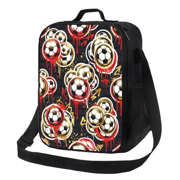 Soccer Ball Insulated Lunch Bag For Women & Men, Reusable Leak-Proof Lunch Box With Cooler Compartment, Lunch Tote For Adults Work Travel Picnic