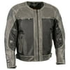 Milwaukee Leather MPM1796 Men's Armored Distressed Grey Leather and Mesh Racer Jacket X-Large