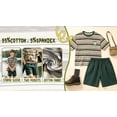 thumbnail image 3 of NIPAXO Boys Outfits Set Elastic Waistband Cotton Blend Knit Striped Crewneck Tent Graphic T-Shirt Shorts Set for Toddler Little Boys Age 4-5 Years Green, 3 of 14