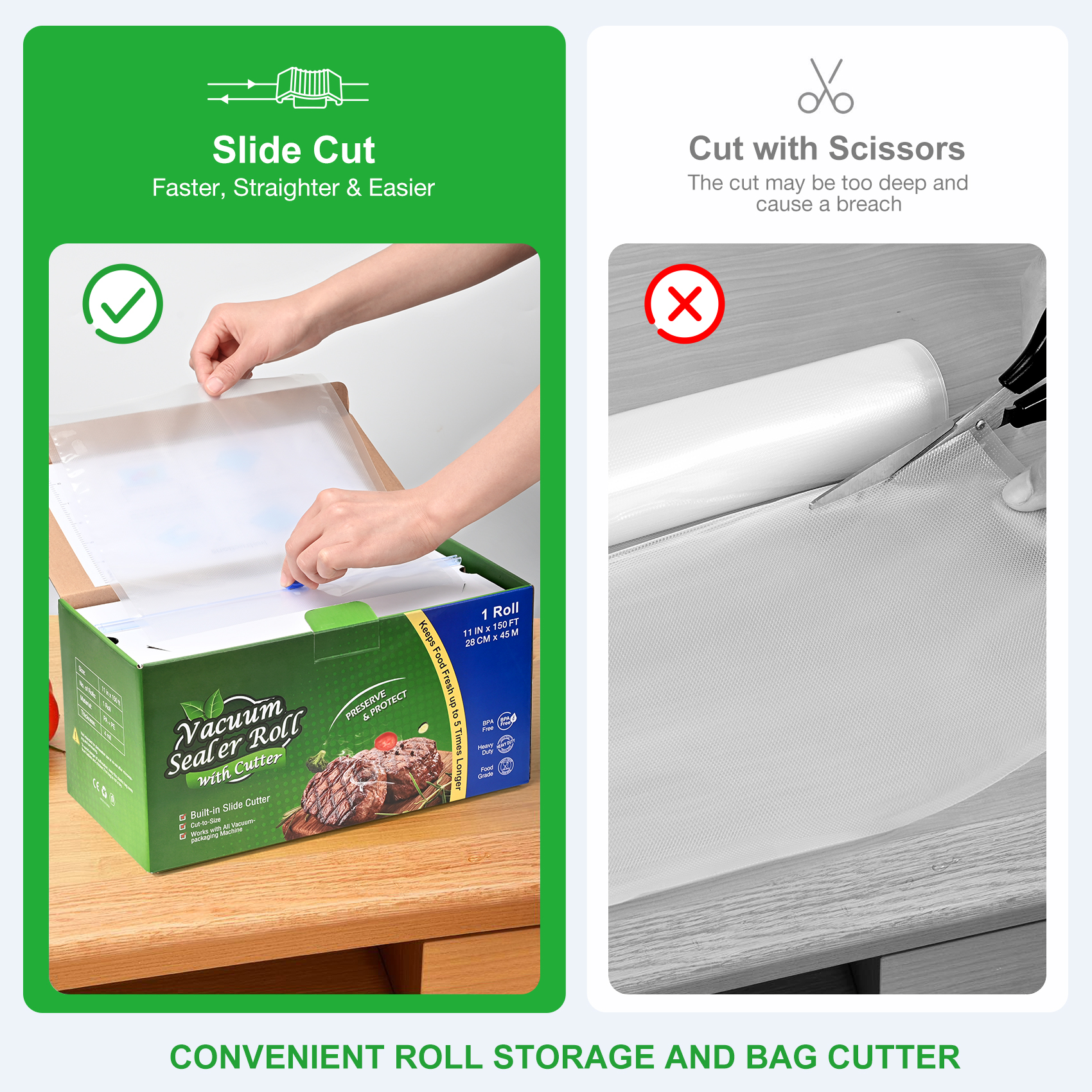 BoxLegend 11" x 150' Vacuum Sealer Bag Roll with Cutter photo 4