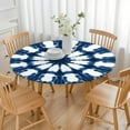 thumbnail image 3 of Blue Tie Dye Star Pattern Round Fitted Tablecloth with Elastic Edge,Dining Table Cover Waterproof,Outdoor Round Tablecloth for Camping,Dining,Indoor and Outdoor, 3 of 7