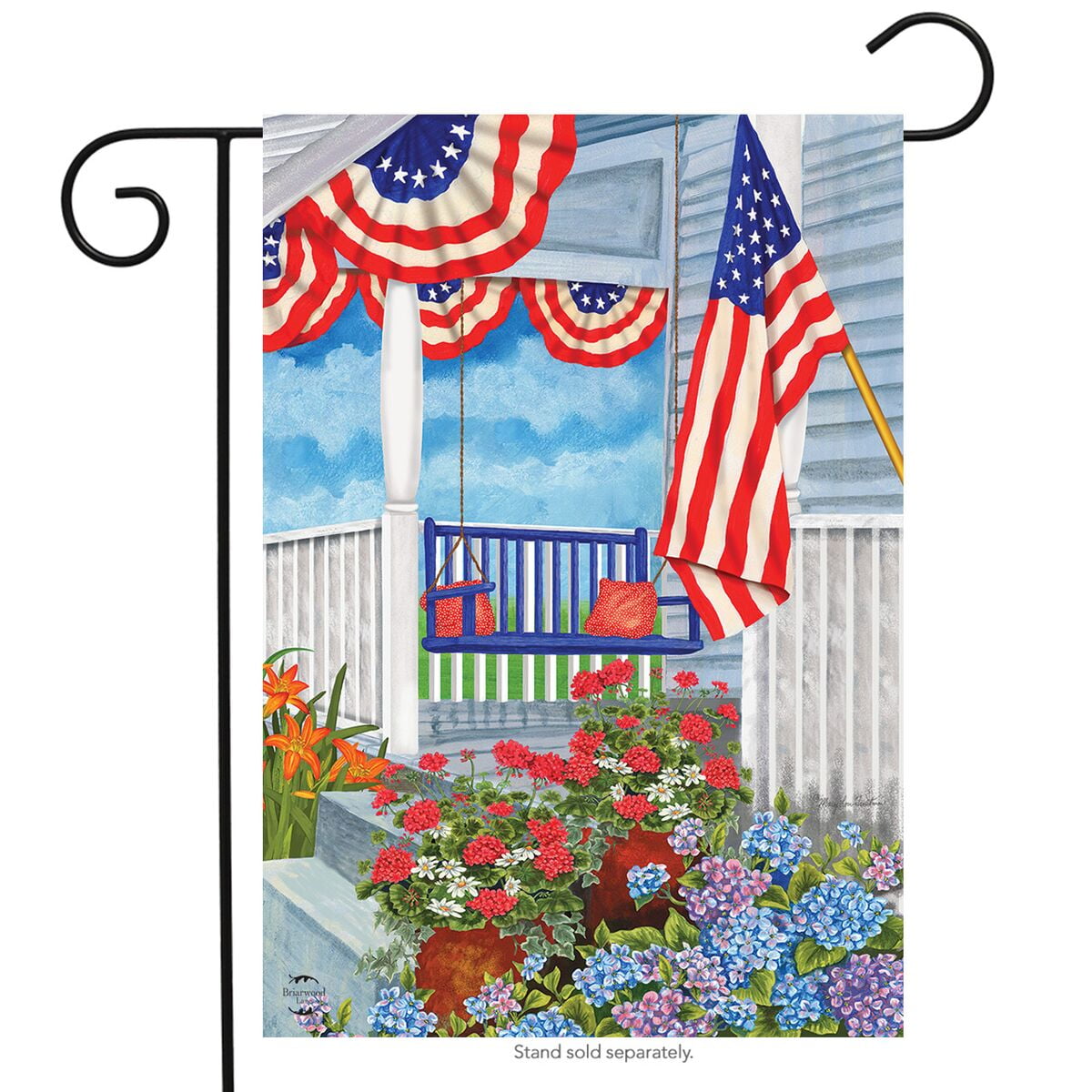 Patriotic Porch Spring Garden Flag Floral 12.5\