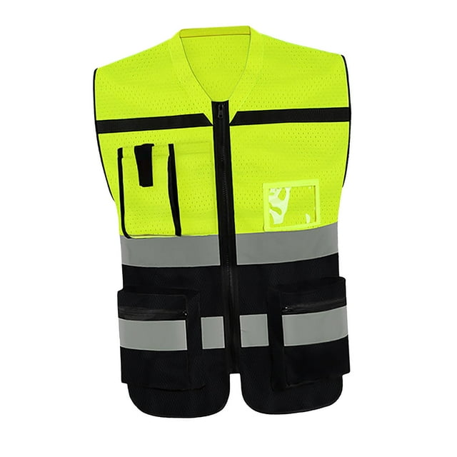 Chaleco reflectante de seguridad Zulema para adultos alta visibilidad senderismo paseos de perros tráfico Amarillo Negro 3XL