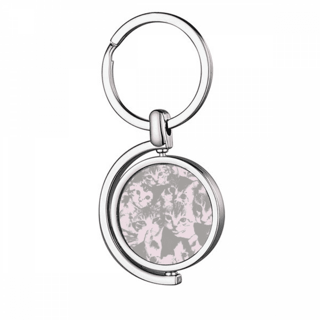 Cat Fashion Poster Protect Animal Pet Lover Rotating Keychain Metal Keyring Holder
