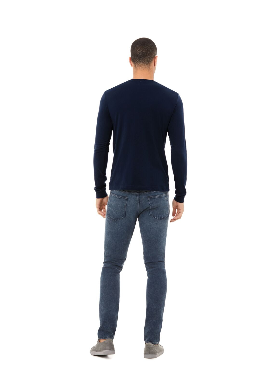 BELLA+CANVAS Adult Long Sleeve Personalized T-Shirt, Create Your Own Designs, Navy, XXL, Unisex