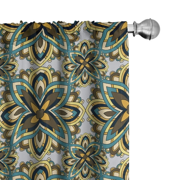 Ambesonne Mandala Curtains, Motif Pattern, Pair of 28"x95", Multicolor