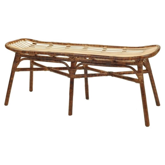 Beyla Rattan Bench, Marble Brown