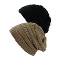 thumbnail image 1 of Bonnet Tricoté pour Femmes (Lot de 2), Noir/beige Neuf, 1 of 1