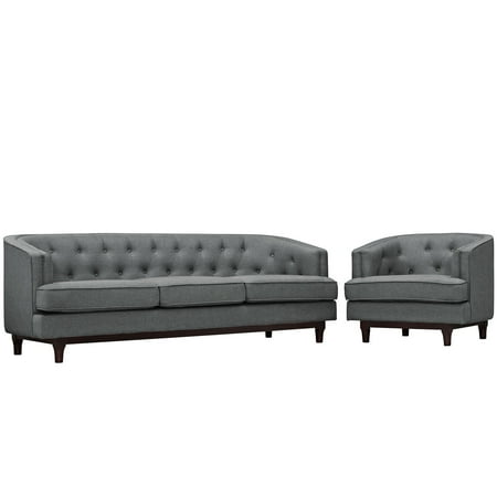 - Modern Contemporary Urban Design Living Lounge Room Sofa Set ( Set of Two), Grey Gray, Fabric
