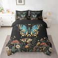 thumbnail image 2 of YST Green Butterfly Bedding Set, 7-Piece, Trippy Bohemian Mushroom, Full, Gothic Moth Dragonfly, 2 of 5