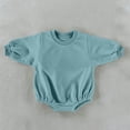 thumbnail image 5 of OGLCCG Toddler Baby Boy Girl Bubble Romper Infant Oversized Plain Long Sleeve Crewneck Sweatshirt Bodysuit Cute Bodysuit Tops 0-24M, 5 of 5