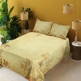 thumbnail image 4 of Ambesonne Asian Themed Fitted & Top Sheet Set with Shams, Forest Branch Blooms, Vermilion and Mustard, 4 of 8