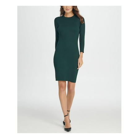 DKNY Womens Crew Neck Long Sleeves Sweaterdress Green XL