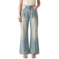 thumbnail image 2 of Solid Color Flared Pocket Jeans for Women With Pockets Casual Denim Trousers Women's Breathable Stretchy Everyday Flare Denim, 2 of 8