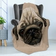 thumbnail image 4 of Pug Soft Flannel Fleece Blanket, Detailed Portrait Drawing of a Dog Realistic Design of the Pet Animal Digital Art, Cozy Plush for Indoor and Outdoor Use, 50" x 70", Tan Pale Brown, by Ambesonne, 4 of 5