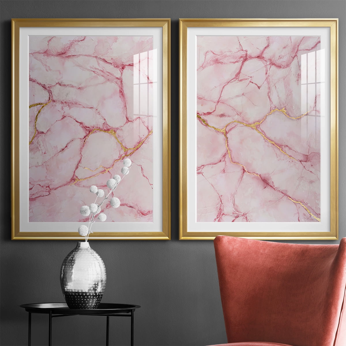 Wexford Home Rose Marble I Premium Framed Print, 18.5" x 24.5" - Ready to Hang, Gold (Set of 2)
