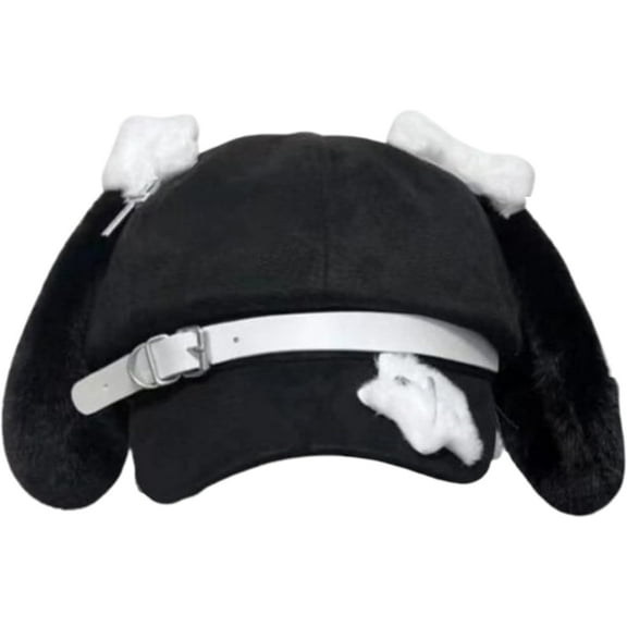 Y2K Dog Ear Hats Cutecore Gothic Star Beret Kawaii Hats with Dangling Ears Emo Grunge Accessories