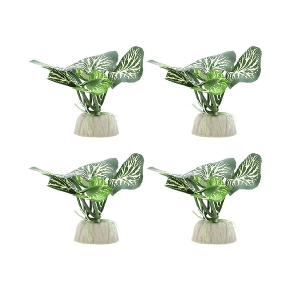 Unique Bargains Aquarium Plastic Plants, Silk Aquarium Plants, Silk Plants for Betta Fish Tank, Plastic Plant Decor for Aquarium, Green, Pointed Leaves, 4pcs