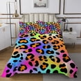 thumbnail image 1 of Erosebridal Neon Leopard Print Quilt Sets for Queen Size Bed, Cartoon Rainbow Bed Set, Animals Decor, 3-Piece, 1 of 5