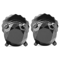 Pompeii 1 TCW 14k Black Gold Round Black Diamond Screw Back Studs Earrings (Black,AAA)