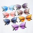 thumbnail image 3 of Gafas de sol sin marco con montura grande y diamantes de mariposa para mujer, gafas de sol con fotografía personalizada a la moda, bola exagerada, 3 of 5