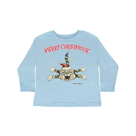 

Inktastic Merry Christmouse Cat in Santa Hat Gift Toddler Boy or Toddler Girl Long Sleeve T-Shirt