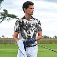thumbnail image 3 of Wukai Majestic Wolf Landscape Men’s Polo Shirts Sleeve,Camisas Polo Para Hombre,True Classic Tees Men-Medium, 3 of 6