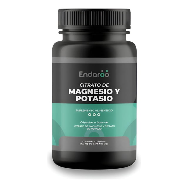 Citrato de Magensio con Citrato de Potasio - 500mg en cada Capsula- Frasco con 60 Capsulas multicolor