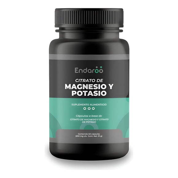 Citrato de Magensio con Citrato de Potasio - 500mg en cada Capsula- Frasco con 60 Capsulas multicolor