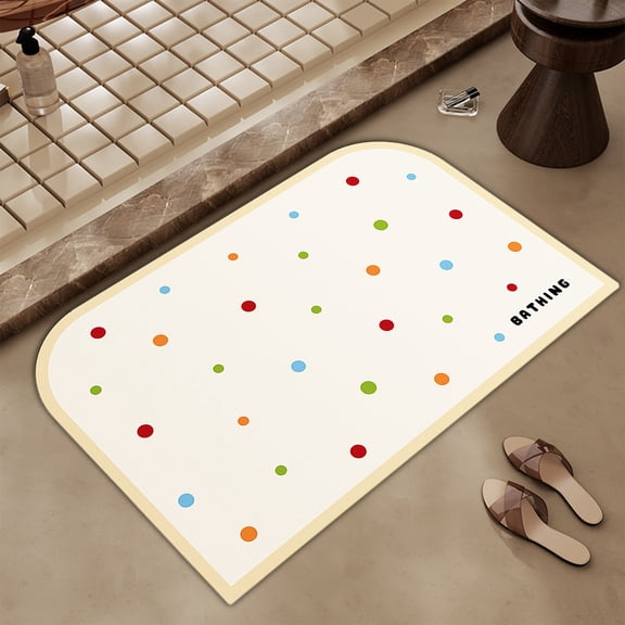 Puntoco Bath Mats Rugs for Bathroom, Colorful Geometric Cute Polka Dot Flannel Kitchen Floor Mat Bath Shower Rug Non Slip, White Modern Doormat Mat Bathroom Accessories Decor 23.62x15.80in