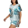 thumbnail image 2 of Bixox Women's Let's go Travel Printed Pajama Set 2 Piece Lounge Set Top and Shorts Soft Pajamas, Shorts with Pockets, 2 of 7