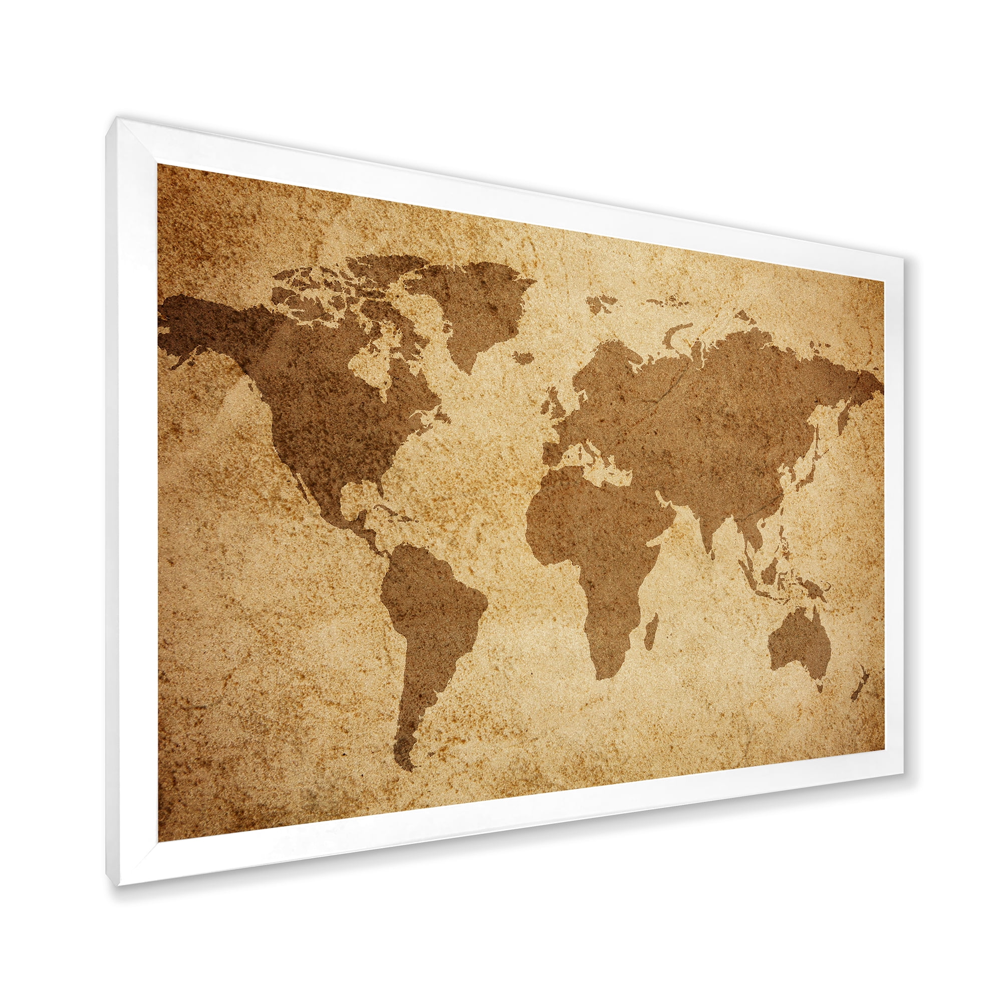 Designart 'Ancient World Map V' Vintage Framed Art Print