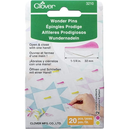UPC: 0051221732102 | Clover Wonder Sewing Pins Yellow And Pink
