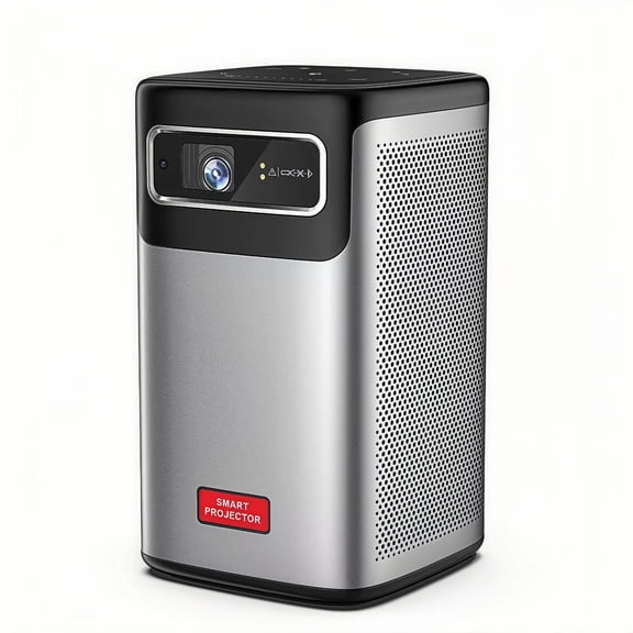 Mini Portable Smart Projector, 200 ANSI Lumens, Auto Focus, 4Hr Battery, 100'' Screen