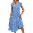 thumbnail image 3 of Fantaslook Summer Dresses for Women Ruffle Sleeve V Neck Midi Dresses Fashion Casual Flowy Vacation Sundress, 3 of 10